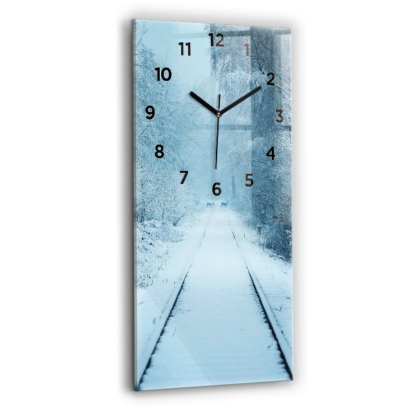 Vertical wall clock Deer on the tracks