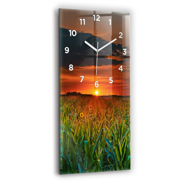 Vertical wall clock Sunflowers in the meadow