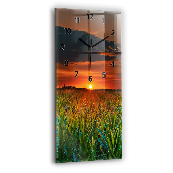 Vertical wall clock Sunflowers in the meadow