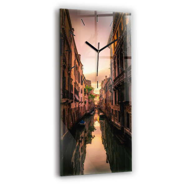 Vertical wall clock View of the canal in the city