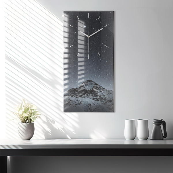 Vertical wall clock Mountain under the stars