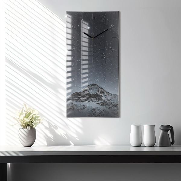 Vertical wall clock Mountain under the stars
