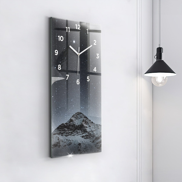 Vertical wall clock Mountain under the stars
