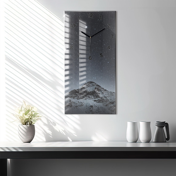 Vertical wall clock Mountain under the stars