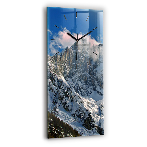 Vertical wall clock Mountains under blue sky