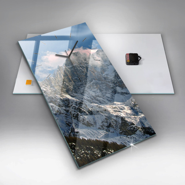 Vertical wall clock Mountains under blue sky