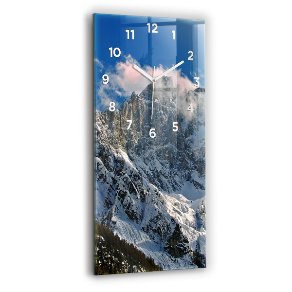 Vertical wall clock Mountains under blue sky