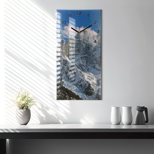 Vertical wall clock Mountains under blue sky