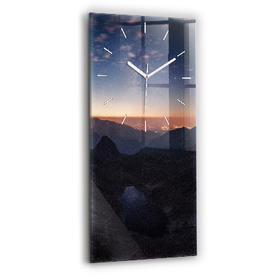 Vertical wall clock Mountains at sunset