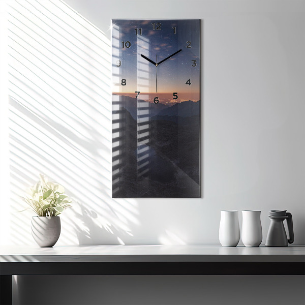 Vertical wall clock Mountains at sunset
