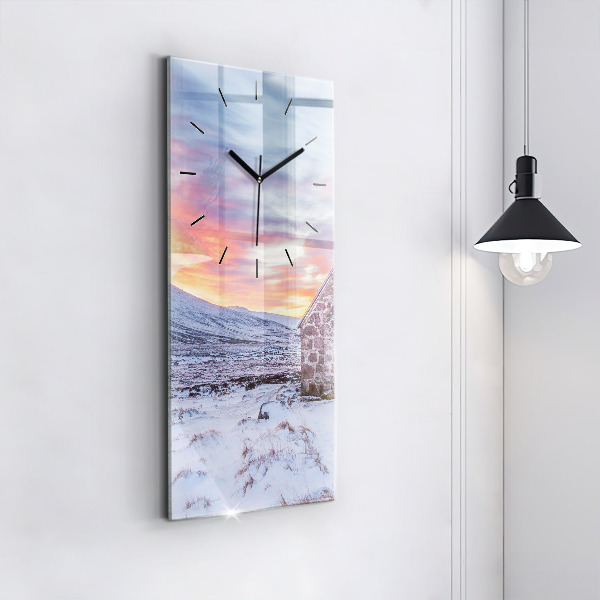 Vertical wall clock Cottage in the mountains