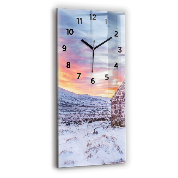 Vertical wall clock Cottage in the mountains