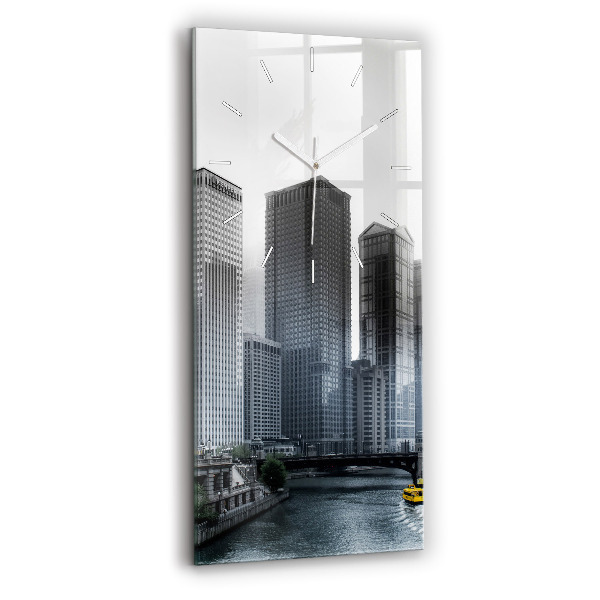 Vertical wall clock City panorama