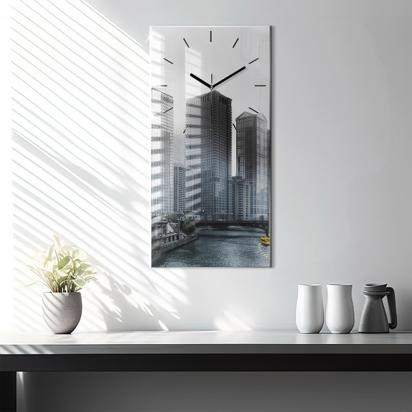Vertical wall clock City panorama