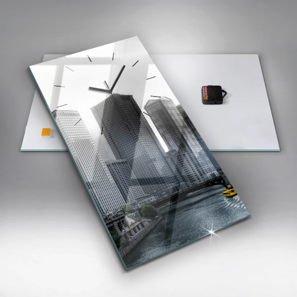Vertical wall clock City panorama