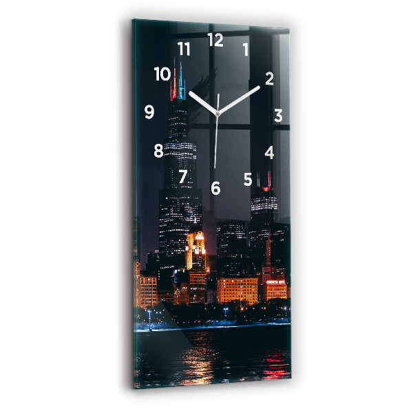 Vertical wall clock Chicago Cityscape