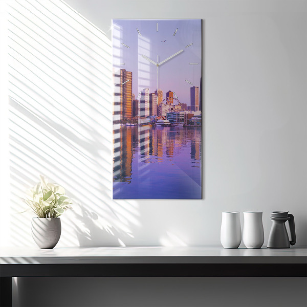 Vertical wall clock View of the skyscrapers of the USA