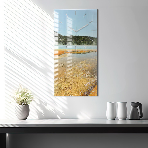 Vertical wall clock Lake with Mountains