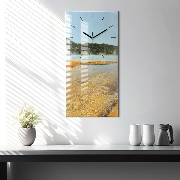 Vertical wall clock Lake with Mountains