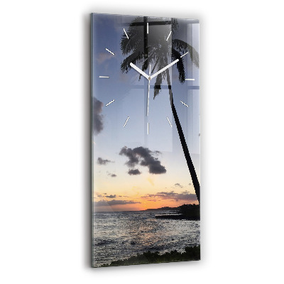 Vertical wall clock Palm tree and sunrise