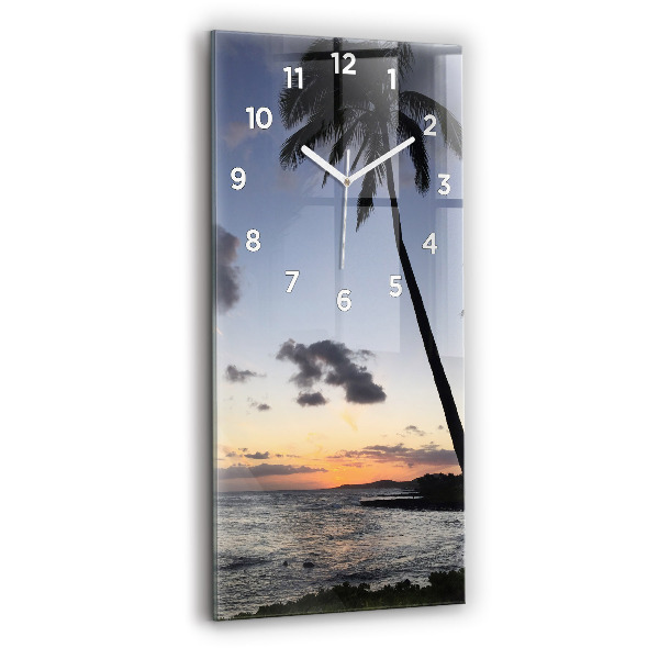 Vertical wall clock Palm tree and sunrise