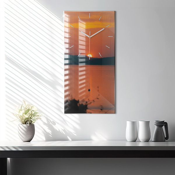 Vertical wall clock Lake Balaton in the evening