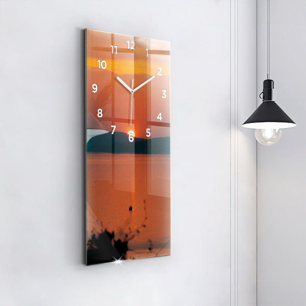 Vertical wall clock Lake Balaton in the evening