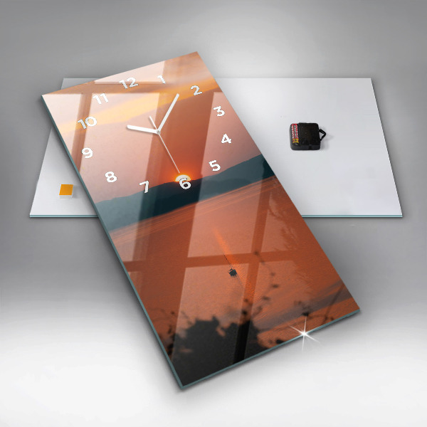 Vertical wall clock Lake Balaton in the evening