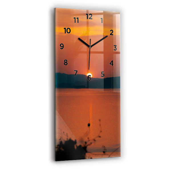 Vertical wall clock Lake Balaton in the evening