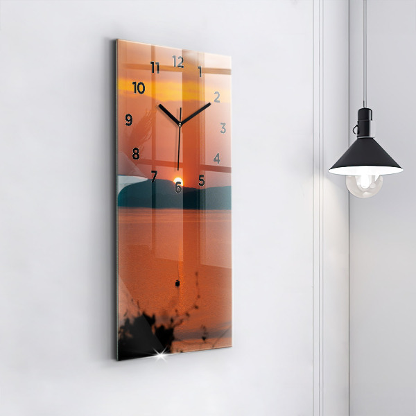 Vertical wall clock Lake Balaton in the evening