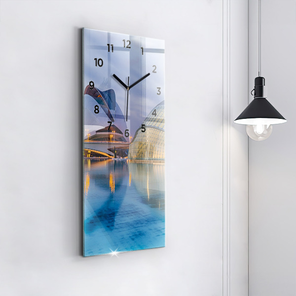Vertical wall clock City sunset