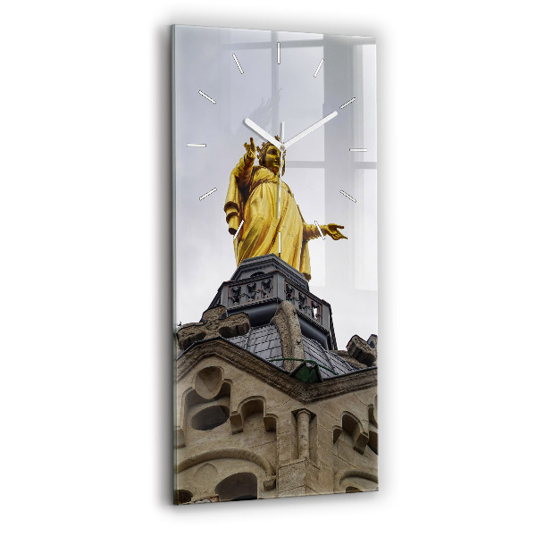 Vertical wall clock Statue of the Virgin Mary in Lyon