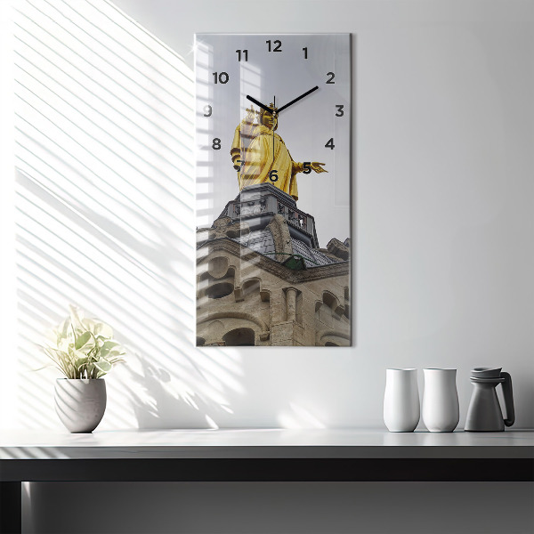 Vertical wall clock Statue of the Virgin Mary in Lyon