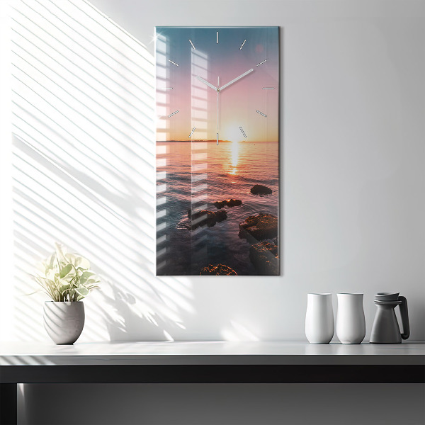 Vertical wall clock Rocks at sunset