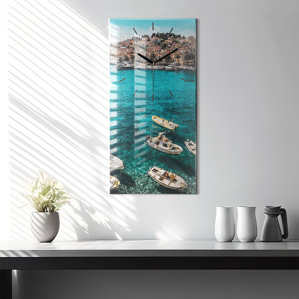 Vertical wall clock Boats in Croatia