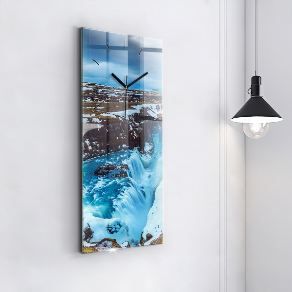 Vertical wall clock Gullfoss Waterfall in Iceland