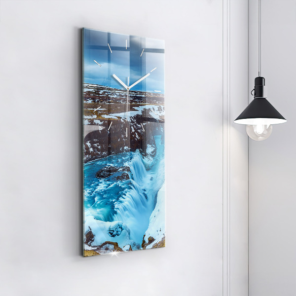 Vertical wall clock Gullfoss Waterfall in Iceland