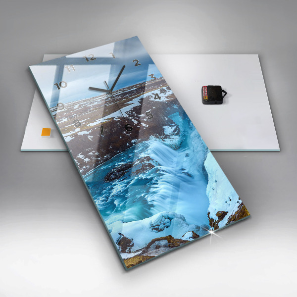 Vertical wall clock Gullfoss Waterfall in Iceland