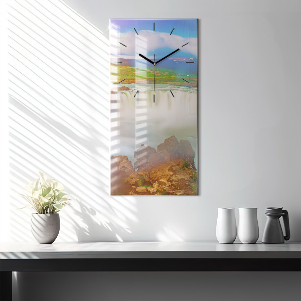 Vertical wall clock Godafoss in Iceland