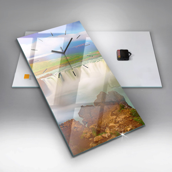 Vertical wall clock Godafoss in Iceland