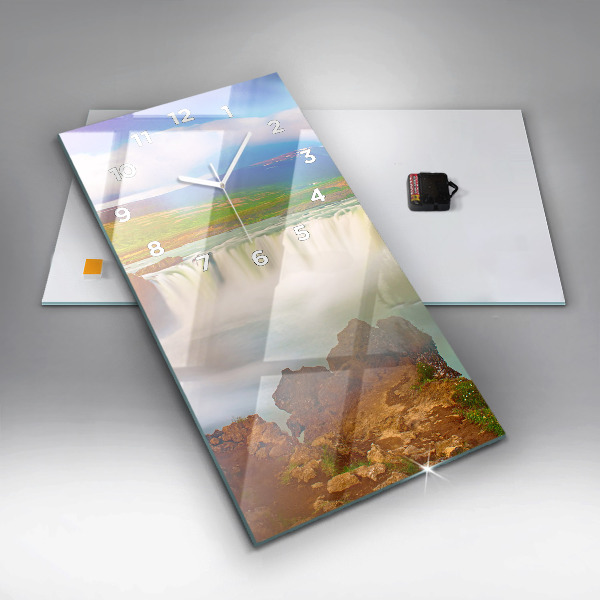 Vertical wall clock Godafoss in Iceland