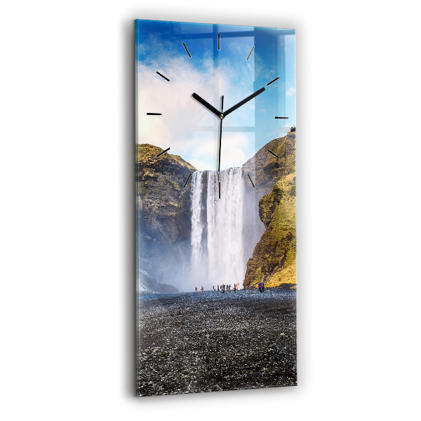 Vertical wall clock Waterfall in Iceland