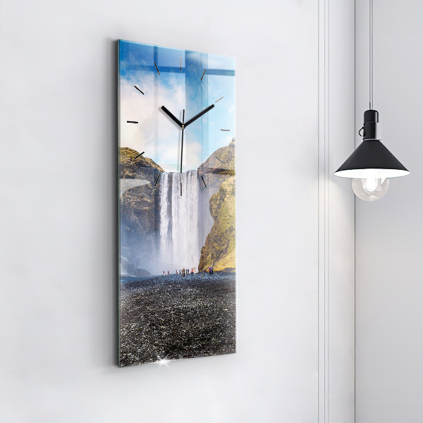 Vertical wall clock Waterfall in Iceland