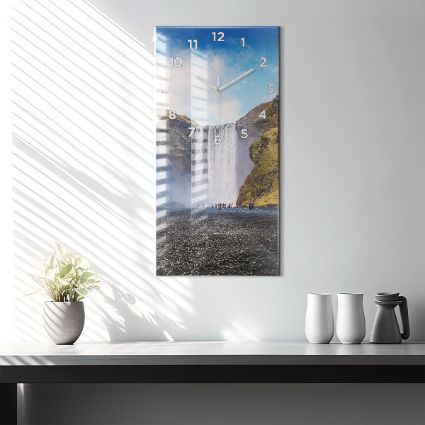 Vertical wall clock Waterfall in Iceland