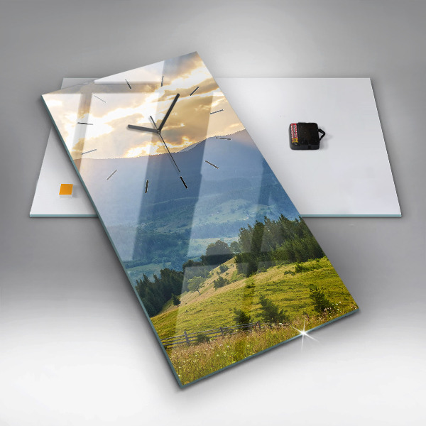 Vertical wall clock Landscape with forests
