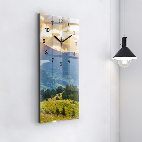 Vertical wall clock Landscape with forests