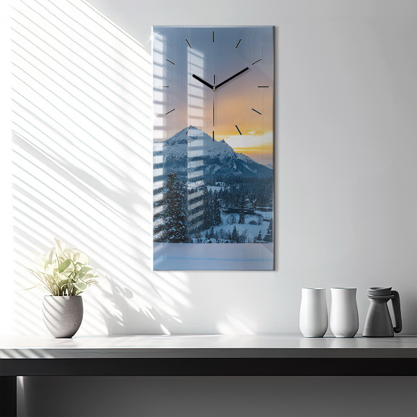 Vertical wall clock Mountain landscape