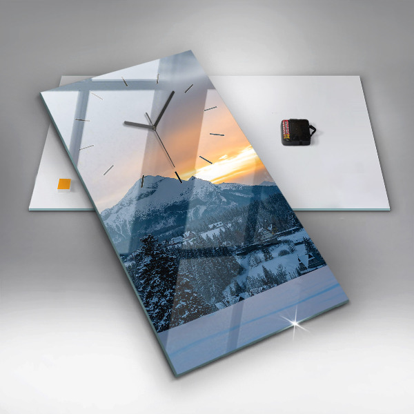 Vertical wall clock Mountain landscape