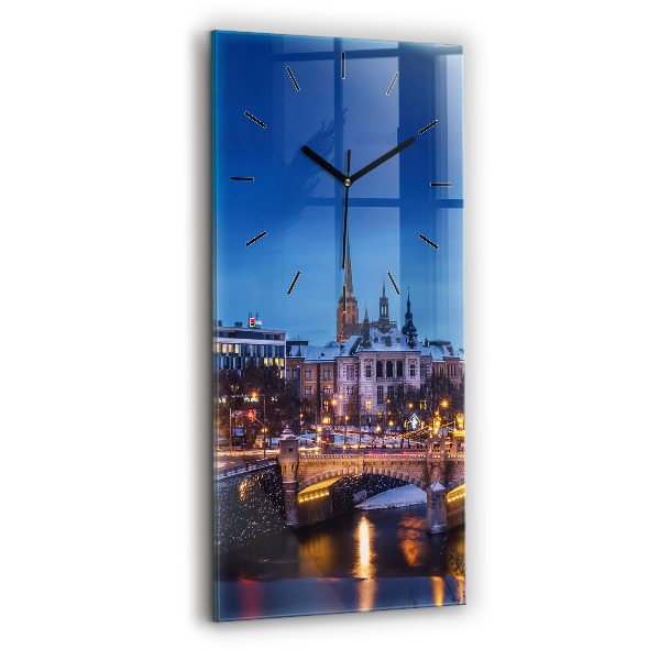 Vertical wall clock Panorama of the city of Pilsen