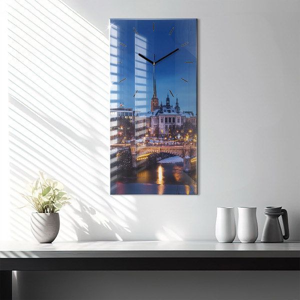 Vertical wall clock Panorama of the city of Pilsen